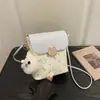 Bolsa Quadrada Pequena Fofa Estilo Coreano Bolsa com Textura Elegante e Fashion Bolsa Versátil Doce e Feminina Bolsa de Mão Bolsa de Ombro Bolsa Transversal Simples