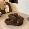 Zapatos Casuales de Media Apertura Antideslizantes de Terciopelo Retro Plus con Suela Gruesa para Mujer, para Uso en Exteriores, Nuevo Estilo 2026, Zapatillas de Algodón Engrosadas Cálidas para Otoño/Invierno