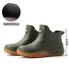 Botas de lluvia cortas grises estilo japonés, modelo versátil de ingeniería alemana, puño reflectante, botas de vadeo para hombre y mujer, botas de goma negras de moda