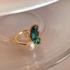 Corea del Sur elegante anillo abierto con forma de serpiente de letra de circonita para viajero, para combinar con todo, anillo para el dedo índice, pulsera de lujo ligero de alta calidad para mujer