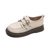 Weiwei Girl 6826-1 Mocasines de Suela Gruesa para Mujer con Correa Estilo Retro Maillard Suela Suave Zapatos Pequeños de Cuero Estilo Británico