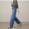 Estiloso! Caimento Relaxado 2026 Primavera Novo Modelo Calça Scimitar Solta Casual Jeans Azul 6207
