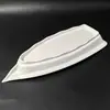 Prato dividido em forma de barco de melamina, prato criativo para culinária de hotel e restaurante, prato de apresentação de sashimi, prato comercial de dois compartimentos para acompanhamento de hot pot