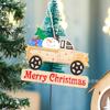 Porta de casa de Natal transfronteiriça pendurada Carro de madeira pendurado Papai Noel Pingente Pingente de árvore de Natal Decoração Presente