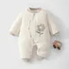 Macacão de bebê 120 gramas mais algodão acolchoado para bebê outono e inverno para sair macacão de algodão fino espessado frente e verso roupas de escalada para crianças