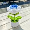 Plantas Pequeñas en Maceta Tejidas a Mano, Flores de Hilo Terminadas para el Día del Maestro, Adornos Artificiales al por Mayor, Jarrones Tejidos de Girasol