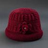 Conjunto de gorro y bufanda para madre de otoño e invierno de mediana edad y anciana, gorro de punto de lana cálida y gruesa con forro polar, gorro de lavabo para mujer de invierno