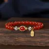 Pulseira de Ágata Vermelha Fidelity para Mulheres Ano do Pássaro Cristal Jade Hetian com Contas Marca da Sorte Pulseira para Namorada Simples produtos genuínos