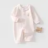 Body de Algodón Puro de Manga Larga Clase A para Bebé, Primavera y Otoño, Color Sólido, Algodón para Recién Nacidos, Sin Huesos, Body para Todas las Estaciones