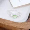 Série Trevo Colorido Anel Aberto Totalmente Cravejado com Zircônia Fresco Nicho Luxo Leve Anel de Alta Qualidade