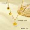 Conjunto de collar de acero inoxidable estilo océano dorado transfronterizo con concha, estrella de mar, tortuga, perla, multicomponente apilable nicho para clavícula
