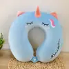 Almohada de Viaje con Forma de U Bordada de Animales de Dibujos Animados con Gancho a Presión y Barra Deslizante, Almohada de Viaje Portátil, Esenciales para Dormir en la Oficina