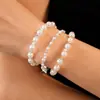 Pulsera Abierta de Perlas con Incrustaciones de Diamantes Estilo Retro Francés Simple Moda Pulsera de Lujo Ligero Pulsera de Alto Grado con Temperamento para Mujeres