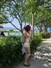 Nuevo traje de baño de dos piezas estilo coreano amarillo con lentejuelas de estrella y cuello halter, bañador tipo boxer adelgazante para chicas calientes en vacaciones en la playa bikini