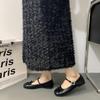 Elegante All-match Estilo francês salto grosso Mary Jane Shoes Mulheres 2024 Verão Nova Fada rasa Chanel estilo redondo Toe Single-layer Shoes