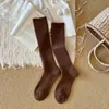 Meias Cano Alto Brancas para Mulheres, Meias Longas de Lã Grossas de Malha Dupla para Outono e Inverno, Meias Largas Emagrecedoras Estilo Coreano, Atacado de Meias Femininas de Inverno