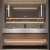 Conjunto de Gabinete de Banheiro Minimalista Integrado, Lavatório Inteligente, Cuba de Lavar, Gabinete de Banheiro