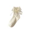 Calcetines Blancos Transpirables para Mujer Calcetines Jk Encaje Mary Jane con Zapatos Pequeños de Cuero Calcetines hasta la Mitad de la Pantorrilla Lazo Lolita Fábrica