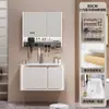 Nuevo Panel de Puerta Pintado de Madera de Caucho Yida con Luz Ambiental Combinación de Gabinete de Baño Lavabo Integrado de Cerámica Gabinete para Lavabo