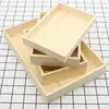 Caja de Madera Rectangular sin Tapa Caja de Madera Organizador de Desorden de Escritorio Caja de Almacenamiento Exhibidor de Supermercado Bandeja de Madera