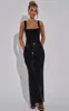 Vestido Sexy de Malla con Lentejuelas de Doble Tirante, Estilo Nuevo 2025 Europeo y Americano, Elegante Vestido de Noche Bodycon con Ceñidor en la Cintura