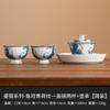 Fabricante plata esterlina 999 porcelana neumático pez plateado juega patrón loto verde Tazón con tapa juego de taza de té tazón de té de cerámica juego de té de alta gama