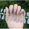 Uñas postizas europeas y americanas de punta larga con forma de águila, tira de uñas con capa de sellado UV, aceite brillante, color sólido, pieza de uña ultrafina, uña postiza
