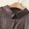 Camisa de Verano Artística Vintage Nueva de Algodón y Lino para Mujer, Camisa Elegante de Color Sólido con Cuello de Solapa, Top Ligero Versátil