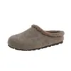 Chinelos de Pelo Birkenstock Femininos 2026 Estilo Novo de Inverno Uso Externo Acolchoado Quente Slip-on Bico Fechado Meio Chinelo