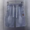 Comercio Exterior Transfronterizo Ropa de Trabajo Retro Americana Shorts de Mezclilla para Hombre, Pantalones Cortos de Cinco Puntos Sueltos Lavados de Verano, Pantalones Casuales de Parches de Longitud Media