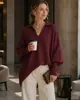 Suéter de punto pullover de cuello redondo para mujer, estilo cruzado europeo y americano, otoño e invierno 2026, suéter casual de color liso holgado para mujer, Amazon