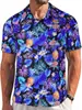 Camisa hawaiana de manga corta para hombre transfronteriza europea y americana, camisa casual de vacaciones con estampado floral, talla europea
