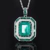 Pingente Quadrado Verde Xiangxu Cravejado com Diamante de Alto Carbono Importado Torção Atmosférica Corrente Universal Nicho Simples e Fashion