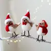 Decoración Navideña de Producto Nuevo Transfronteriza Colgante para Árbol de Navidad Pájaro de Espuma Simulada Bufanda Roja Gorro Pájaro