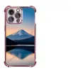 Mais vendido na América do Norte: Capa de Celular Reflexo do Pôr do Sol do Monte Fuji, Apple 17 Galvanizado Airbag iPhone 16 Transparente Capa Protetora