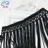 Adorno de Encaje Ancho Hecho a Mano por el Fabricante, Encaje de Flecos Negro para Ropa, Adorno de Encaje Ancho para Cortinas Cojines de Sofá