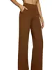 Pantalones de Yoga Rectos de Cintura Alta de Punto Sueltos Casuales con Bolsillos Nuevos de Venta Caliente Transfronterizos Europeos y Americanos