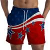 Verano transfronterizo nuevo para hombre elemento del día de la independencia pantalones cortos de impresión digital 3D sueltos rectos pantalones de playa al por mayor