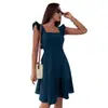 Ropa Europea y Americana para Mujer Transfronteriza, Estilo Pastoral, Vestido Corto Dulce con Mangas Volantes, Lazo en la Espalda, Adecuado para el Trabajo, Vacaciones y Ropa de Playa