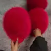 Chinelos de pelúcia fofos de cor sólida tamanho grande com solas planas macias, bico fechado, quentes para uso doméstico no inverno, chinelos de algodão transfronteiriços