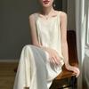 [Mismo Estilo que Xiaohongshu] Falda con Tirantes Plisada Chiba Verano 2025 Nueva de Color Puro Suelta con Efecto Adelgazante Vestido para Mujer