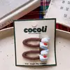 Grampo de Cabelo Infantil de Natal Menina Personagem de Desenho Animado Galhadas Presilha BB Laço Presente Cor Café Árvore de Natal Elástico de Cabelo