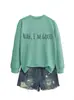No, ESTOY BIEN Amazon Lista de deseos Versátil Simple Estampado de Letras Sudadera de Manga Larga con Cuello Redondo para Mujer Camiseta Básica