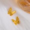 [Hua Yue Jia Qi] Pendientes de mariposa dorados retro de plata 925 estilo nicho nuevos pendientes con diamante electrochapados en aleación de zinc