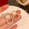 Aguja de Plata S925 Rojo Vino Luz de Lujo Retro Estilo de Hong Kong Femenino Elegante Pendientes de Perla Joyería Avanzada para Oreja Venta al por Mayor Transfronteriza