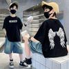 Camiseta de manga corta de estilo extranjero para niños de Fried Street, camiseta de verano para niños de talla mediana y grande, camiseta de media manga de verano a la moda