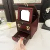 Caja de Joyería de Madera Estilo Antiguo, Tocador con Espejo, Caja de Almacenamiento de Joyería Estilo Chino Vintage, Accesorios de Boda, Regalo Retro