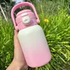 Nueva taza térmica de dibujos animados de alta apariencia, taza portátil de acero inoxidable 304 de doble uso para estudiantes, linda taza de agua abatible