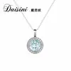Daisini nuevo colgante geométrico retro europeo y americano de plata S925 con Topacio natural, cadena para la clavícula