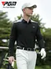 Pgm Ropa de Golf para Hombre Camiseta de Manga Larga Otoño e Invierno Tops Deportivos Ropa para Hombre Camisas Polo Combinación de Colores Versátil